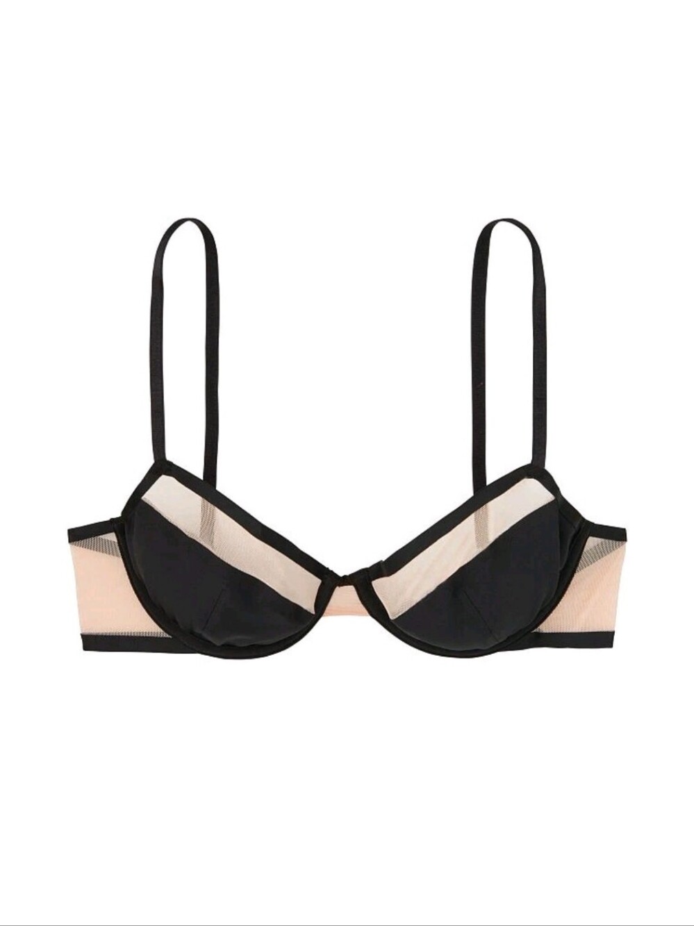 Victoria's secret very sexy unlined mesh demi bra TAN BLACK 32D